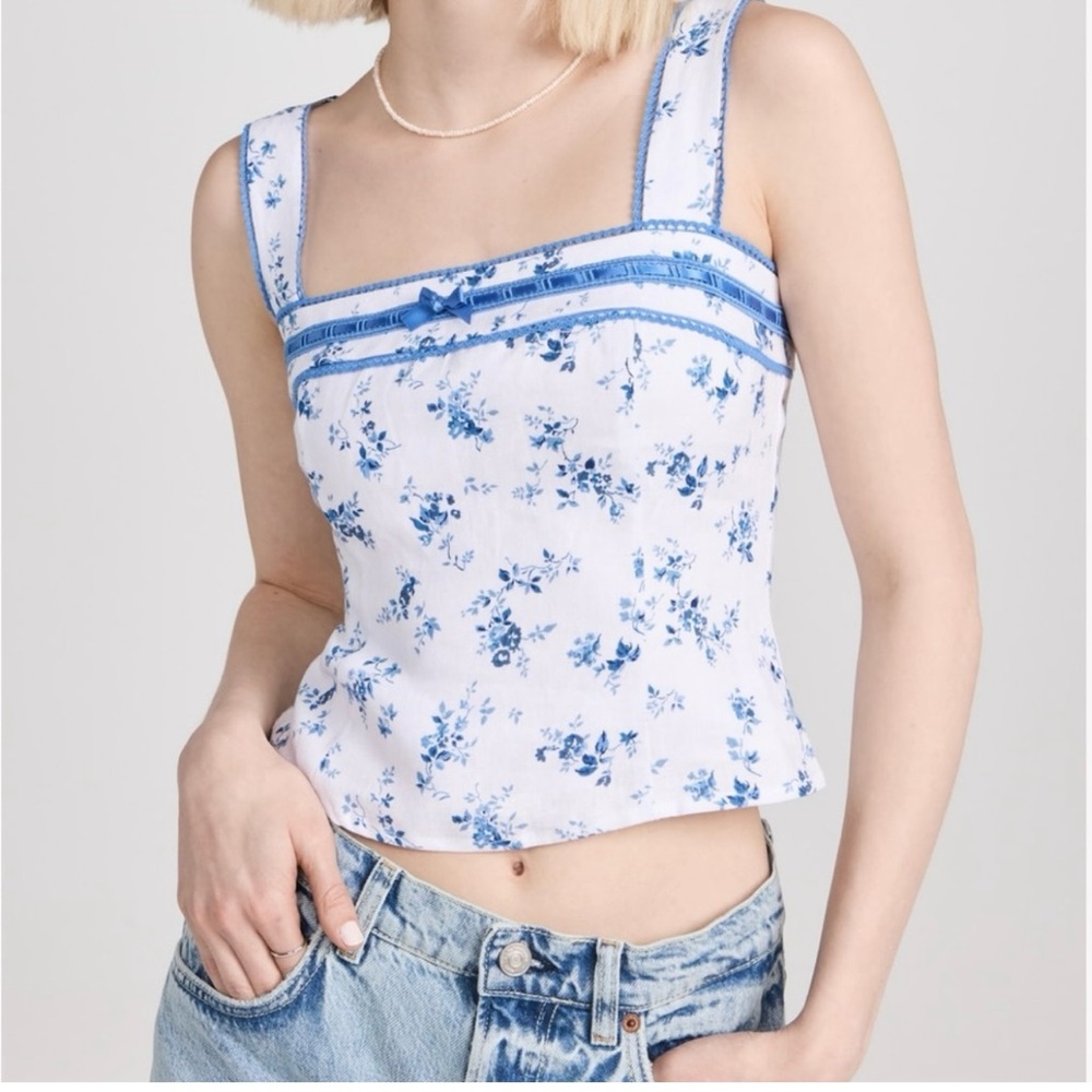 Reformation Eloise Floral Linen Top